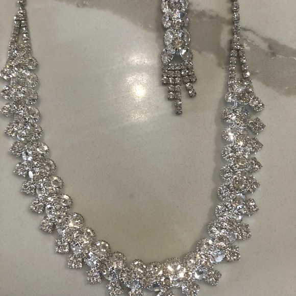 Rhinestone Necklace and Earrings - Picture 2 of 4